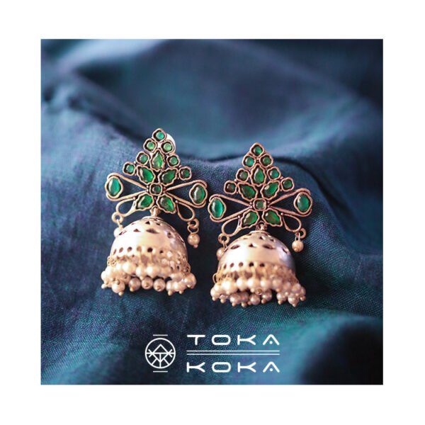 Cutwork Jhumka (Green)